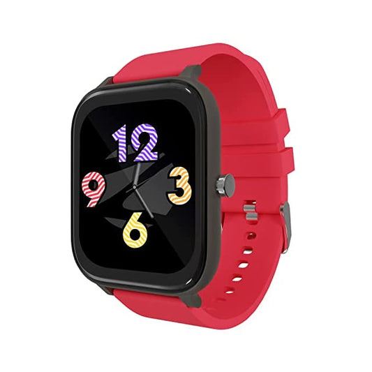 Zebronics ZEB-FIT8220CH smart watch with 4.3cm large square touch display, IP68 waterproof,Heart rate, BP, SpO2 monitor,12 sports mode,Caller ID,all notifications and custom watch face (Grey Plus Red)