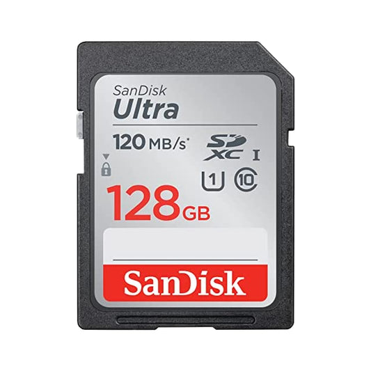 SanDisk Ultra SDXC UHS-I Card 128GB 120MB/s R, for DSLR Cameras, for Full HD Recording, 10Y Warranty