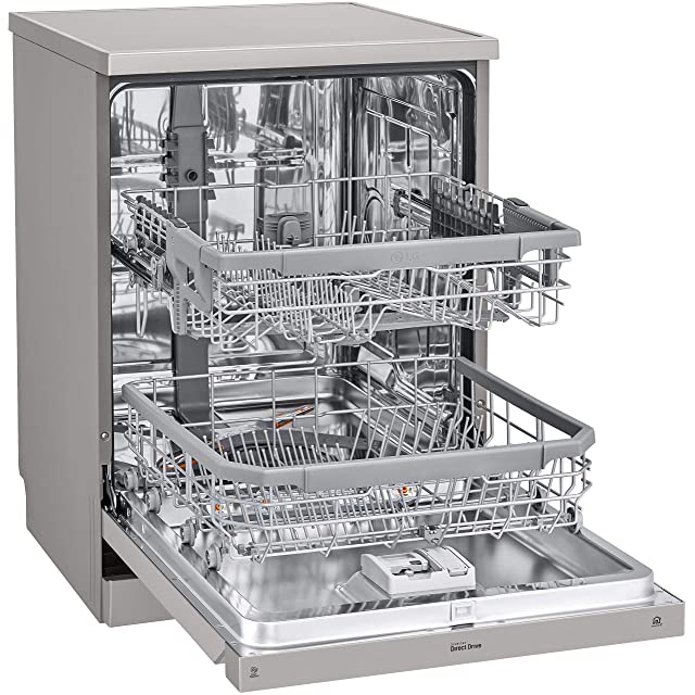 LG 14 Place Settings Wi - Fi Dishwasher (DFB424FP, Silver, Silent Operation, Tough Stain Removal, Adjustable racks )