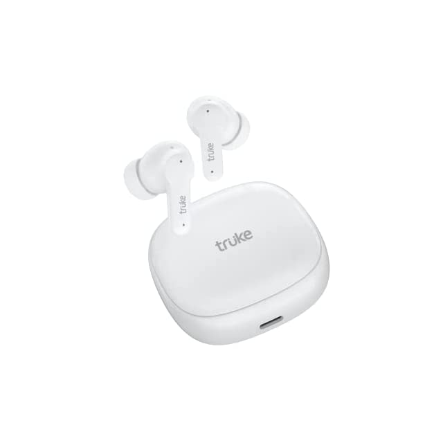 Truke Buds S2 Premium True Wireless Earbuds with App Support & Slide-N-Pair Technology | 20 EQ Modes | Upto 48hrs Playtime | 55ms Ultra Low Latency | Powerful Quad-Mic ENC | Bluetooth 5.1 (White)