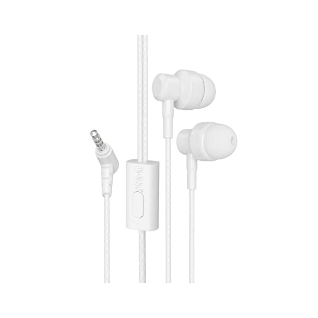 UBON Wired Earphone GP-321 OG Series in-Ear Wired Headphones with Mic, 3.5 mm Audio Jack, 1-Meter Tangle-Free Cable, 10mm Dynamic Driver, Hi-Fi Audio & Deep Bass (White)