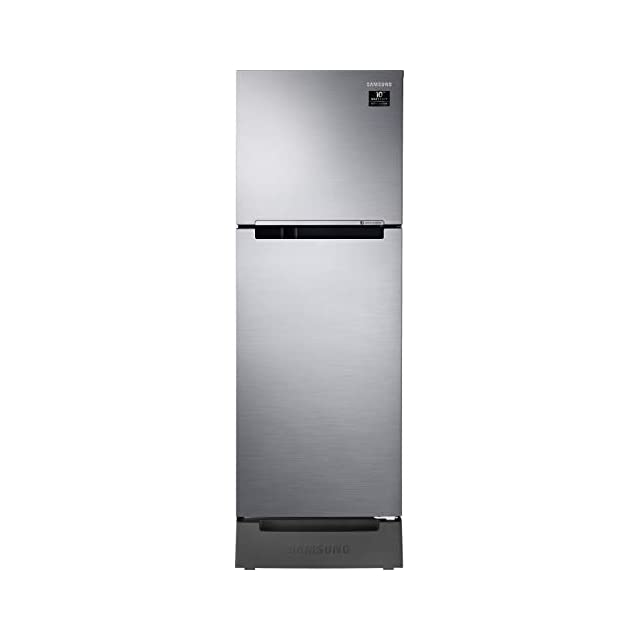 Samsung 253L 2 Star Inverter Frost Free Double Door Refrigerator (RT28T3122S8/HL, Elegant Inox, Base Stand with Drawer)