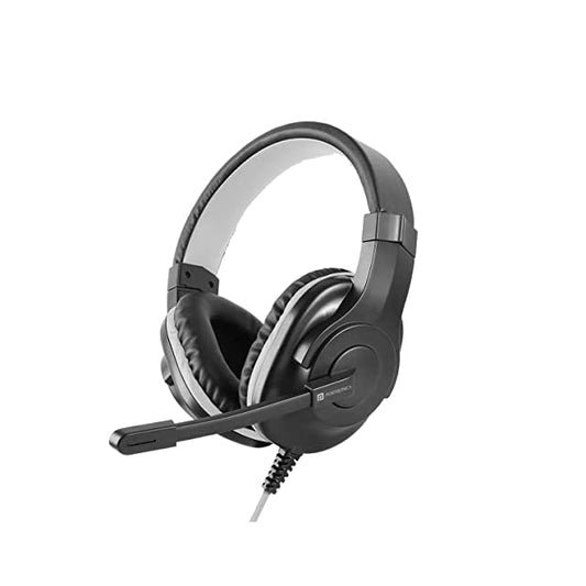 Portronics Genesis Wired Over The Ear Headphone with Adjustable Mic, 3.5mm Audio Jack, 1.8M Nylon Braided Cable for Gaming(Grey)