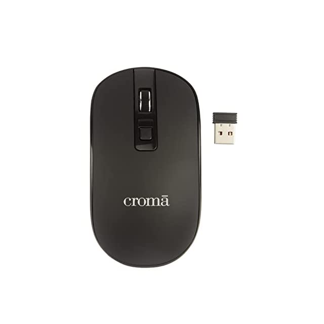 Croma Rechargeable Wireless Mouse with 1600 DPI, Compatible with Mac and Windows (CRXM5109, Black)