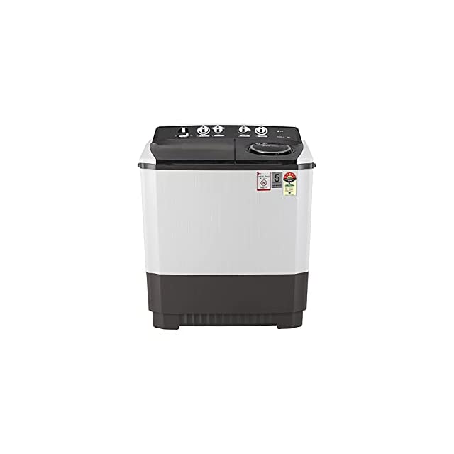 LG 9Kg 5 Star Washing Machine Spin 6.5Kg, Rust Free Body, Roller Jet Pulsator, Wind Jet Dry, Grey, P9041SGAZ