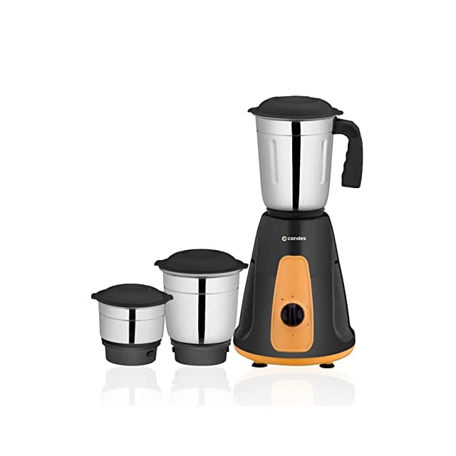 Candes MG-154 Maple 500-Watt Mixer Grinder with 3 Jars (100% Copper Motor and 2 Year Warranty Orange/Black)