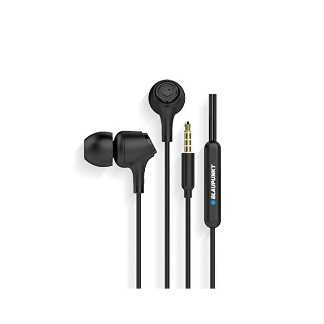 Blaupunkt EM01 in-Ear Wired Earphone with Mic and Deep Bass HD Sound Mobile Headset with Noise Isolation and with customised Extra Ear gels
