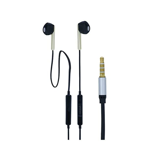 Croma 1.2 Meter Tangle Free Wired Earphone with Built in mic with 13mm Driver Diameter Port with 3.5mm Gold Plated Aux-in Jack for HD Sound Quality (12 Months Warranty) (CREEH2001sWIEP, Black)