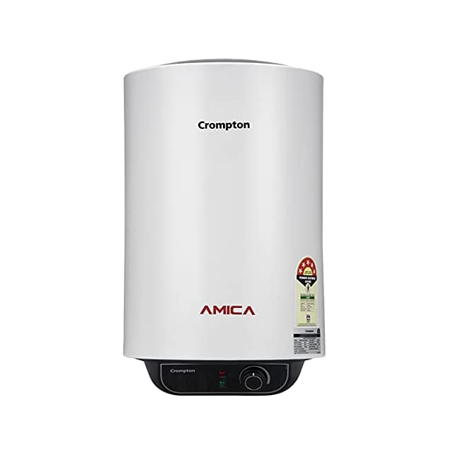 Crompton Amica 15-L 5 Star Rated Storage Water Heater (Geyser) with Free Installation and Connection Pipes (White)