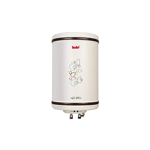 Indo Super Delux Storage Water Heater with Vertical Metal Body (15 L, Ivory)