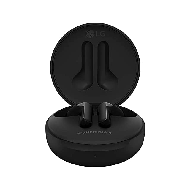 LG Tone Free FN6 UV Nano, Meridian Sound, Wireless Charging, Bluetooth Version 5.0, IPX4, Voice Command, LG Tone Free App Bluetooth Truly Wireless in Ear Earbuds with Mic and Ganesha Case (Black)