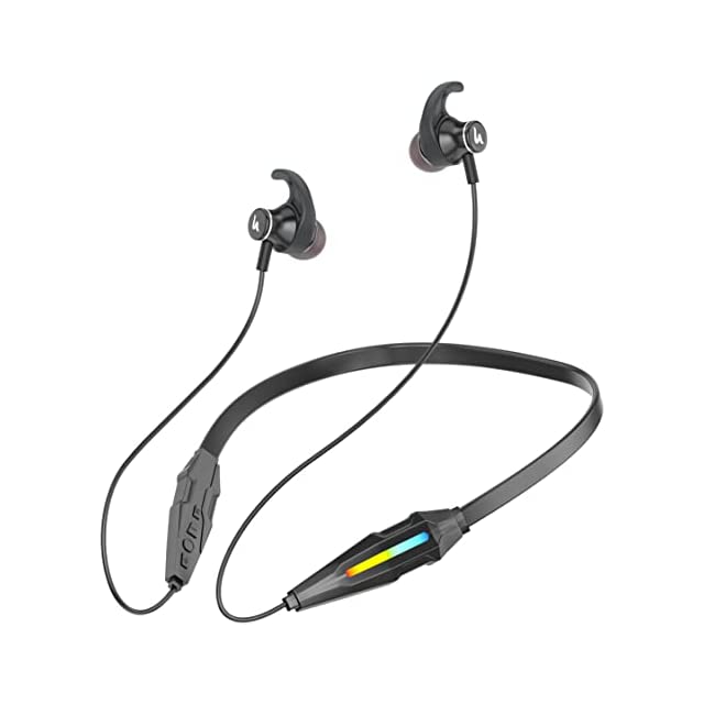Ubon Cl-3710 Bluetooth Wireless In Ear Earphones With Mic Lightup Series Wireless Up To 30 Hours Playtime, 10Mm Drivers, Rgb Lights, Type-C Fast Charging Port, V5.0 For Running And Gyming (Black)