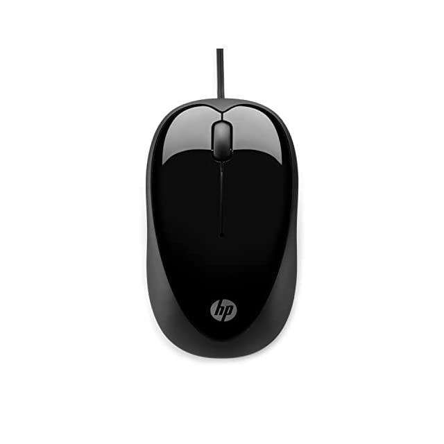 HP X1000 Wired USB Mouse with 3 Handy Buttons, Fast-Moving Scroll Wheel and Optical Sensor works on most Surfaces (H2C21AA, Black/Grey)