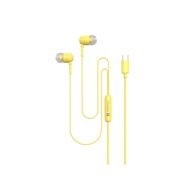 Portronics Conch 60 in-Ear Wired Earphone with Mic, Type-C Audio Jack(Yellow)