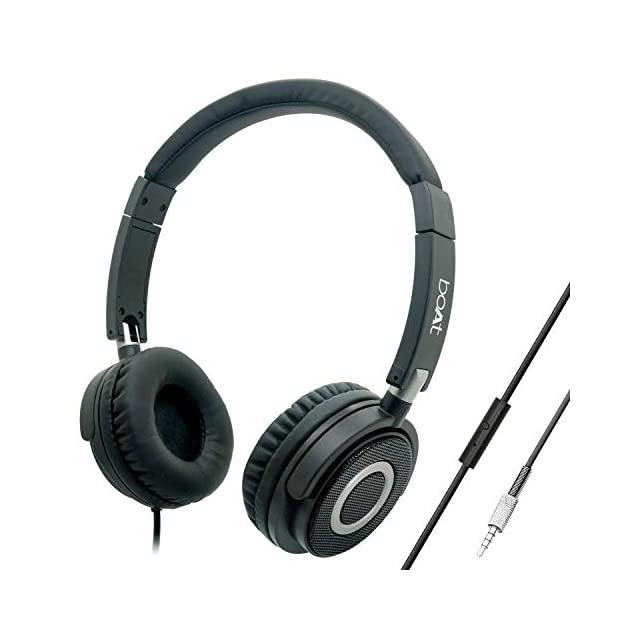 boAt Bassheads 900 Wired On Ear Headphones with Mic (Carbon Black)