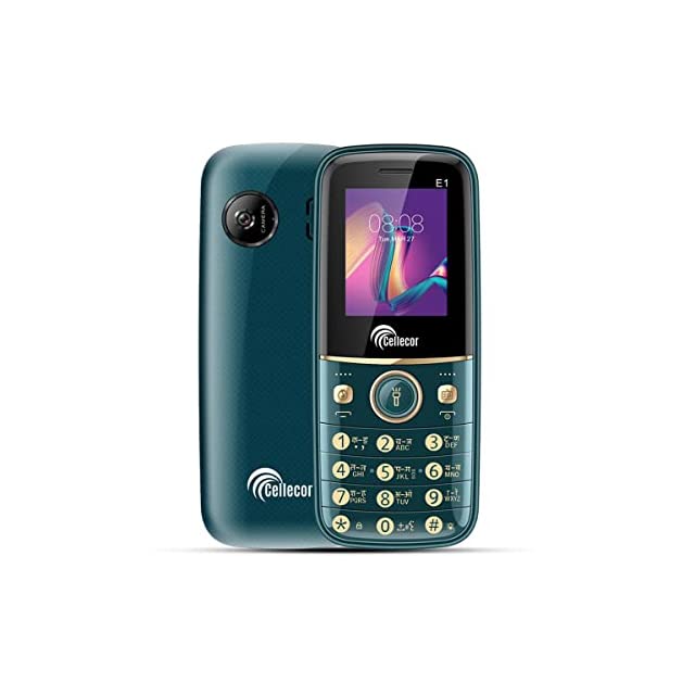 Cellecor E1 Dual Sim Feature Phone 1000 mAH Battery with Torch Light, Wireless FM and Rear Camera (1.8" Display, Green)