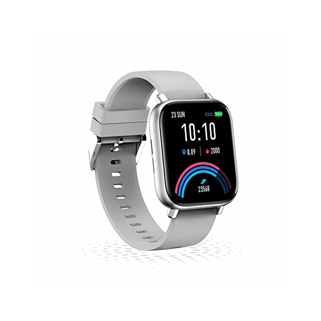 Gionee STYLFIT GSW6 Smartwatch with Bluetooth Calling and Music, Built-in Mic & Speaker, 1.7” Display, Multiple Watch Faces, SpO2 & 24 * 7 HR Monitoring, Full Touch Control (Light Gray)