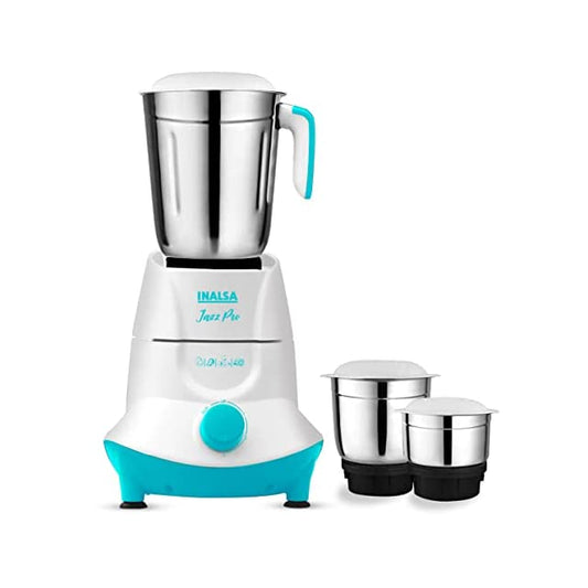 Inalsa Mixer Grinder Jazz Pro -550W with 3 Stainless Steel Jars ( White/Green )