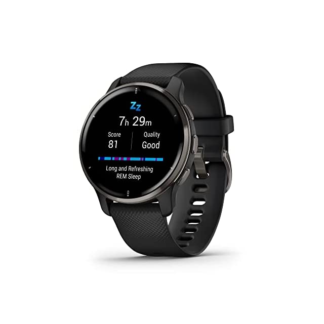 Garmin Venu 2 Plus, GPS Smartwatch with Call and Text, Advanced Health Monitoring and Fitness Activity Tracker Features (Slate with Black Band), 43 MM