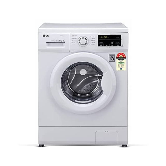 LG 8 Kg 5 Star Inverter Touch Control Fully-Automatic Front Load Washing Machine with In-Built Heater (FHM1408BDW, White, 6 Motion Direct Drive, 1400 RPM & Steam)