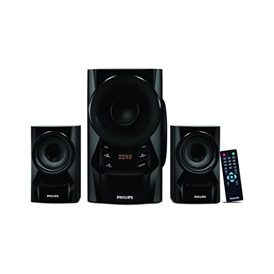 Philips Audio IN-MMS6080B/94 2.1 Channel 60W Multimedia Bluetooth Speakers with 2x17W Satellite Speakers, LED Display, Remote Control & Multi-Connectivity Option (Black)