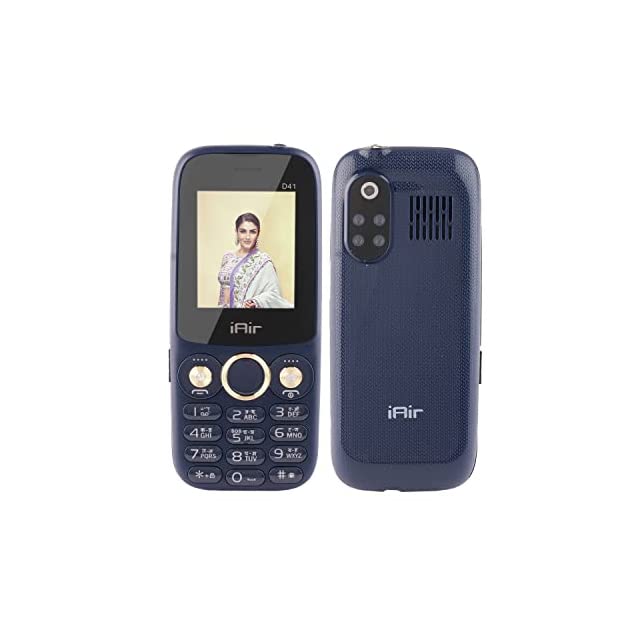 iAir 2G Dual Sim 2.0 inch Display, 32 MB Storage, 0.8 MP Camera, VGA Video Recording, FM GSM Feature Phone (Model Name:- D41 Blue)