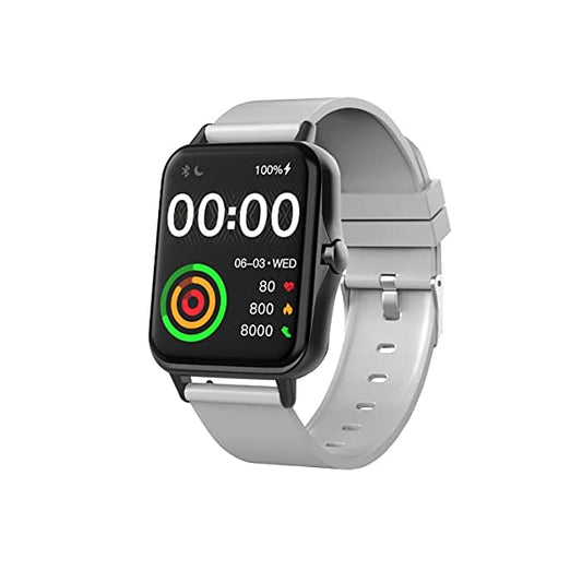 AQFIT W12 Smartwatch IP68 Water Resistant | 1.69” Full Touch Screen Display | Up to 7 Days of Battery Life (with Black Dial, Light Grey)