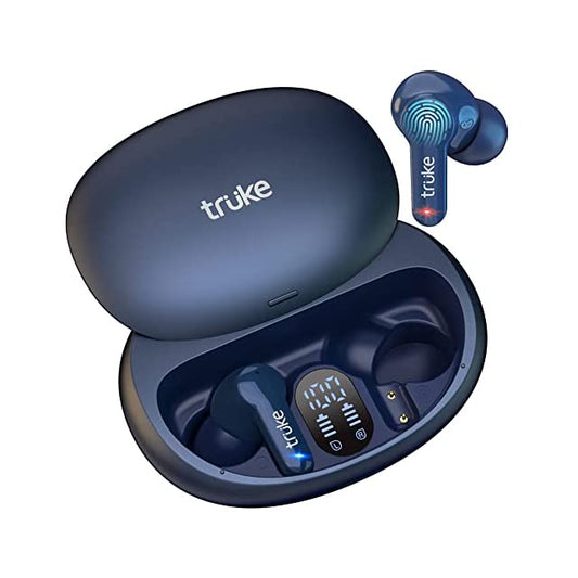 Truke Buds S1 True Wireless Earbuds with Environmental Noise Cancellation(ENC) & Quad MEMS Mic for Clear Calls | Up to 72hrs of Playtime | Premium Sliding Case | Low Latency | Bluetooth 5.1 | IPX4