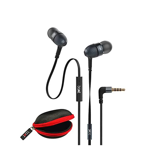 boAt BassHeads 225 Wired in Ear Earphone with Mic and Carry Case(Black)