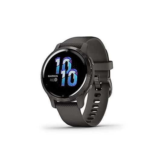 Garmin Venu 2S, Slate Stainless Steel Bezel with Graphite Case and Silicone Band