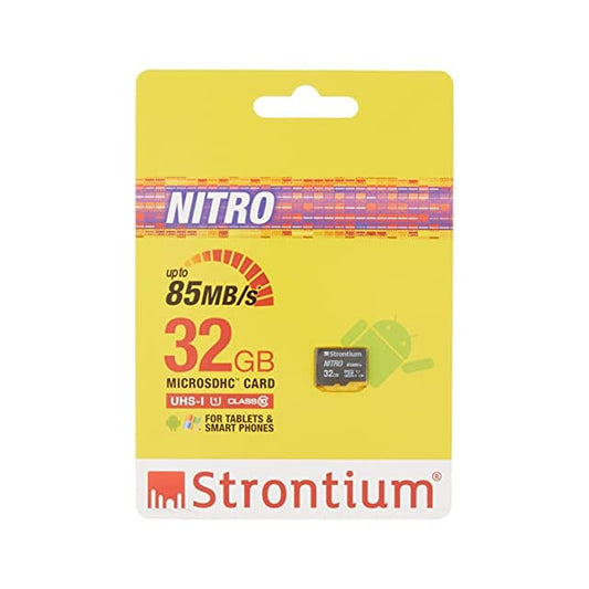 Strontium Nitro 32GB Micro SDHC Memory Card 85MB/s UHS-I U1 Class 10 High Speed for Smartphones Tablets Drones Action Cams (SRN32GTFU1QR)