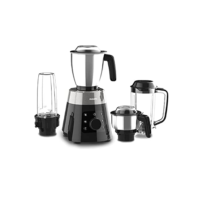 PHILIPS HL7777/00 750W Mixer Grinder with 4 Jars (Metallic Silver and Bold Black, Large)