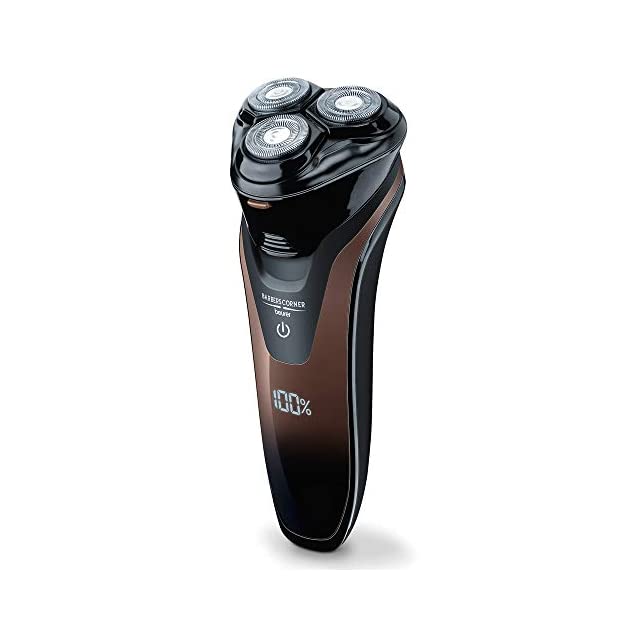 Beurer HR 8000 rotary shaver Precision cutting system with 3 spring-loaded dual-ring shaver heads 2-in-1 beard and sideburn styler as well as pop-up contour trimmer with 3 years warranty
