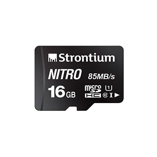 Strontium Nitro 16GB Micro SDHC Memory Card 85MB/s UHS-I U1 Class 10 High Speed for Smartphones Tablets Drones Action Cams (SRN16GTFU1QR)