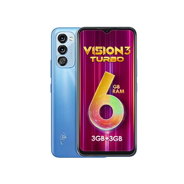 itel Vision3 Turbo (6.6-inch HD+ IPS Waterdrop Display| 3GB RAM+3GB Turbo RAM and 64GB ROM Memory |18W Fast Charging | 5000mAh Battery |Fingerprint Sensor + Face Unlock)_Jewel Blue