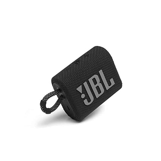 JBL Go 3, Wireless Ultra Portable Bluetooth Speaker, JBL Pro Sound, Vibrant Colors with Rugged Fabric Design, Waterproof, Type C (Without Mic, Black)
