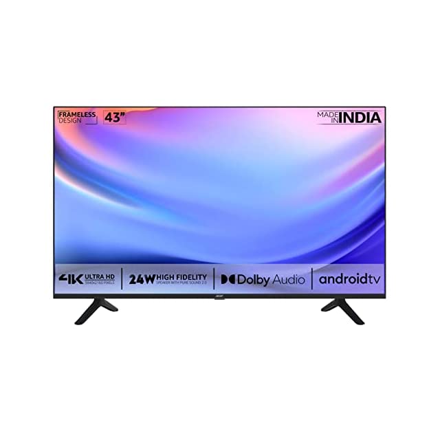Acer 108 cm (43 inches) 4K Ultra HD Android Smart LED TV AR43AP2851UDFLB (Black) (2022 Model) | with Frameless Design