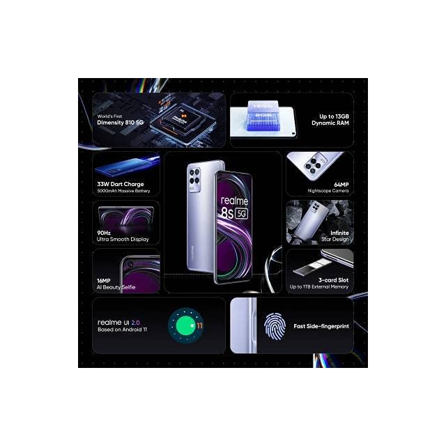 Realme 8s 5G (Universal Purple 6GB RAM+128GB Storage) Media Tek Dimensity 810 5G Processor