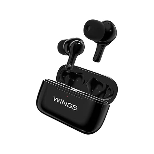 Wings Bassdrops 100 with Active Noise Cancellation, Bluetooth Truly Wireless in Ear Earbuds with Mic 5.0, Ipx 5, Quad Mic Technology (Black, TWS), (Wl-Bassdrops100-Blk)