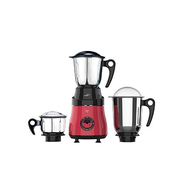 V-Guard Invidia Pro 750 W Mixer Grinder with 3 Stainless Steel Multi-Function Jars | 100% Copper Motor | 2 Year Product Warranty & 5 Year Motor Warranty | Red & Black Mixer Grinder