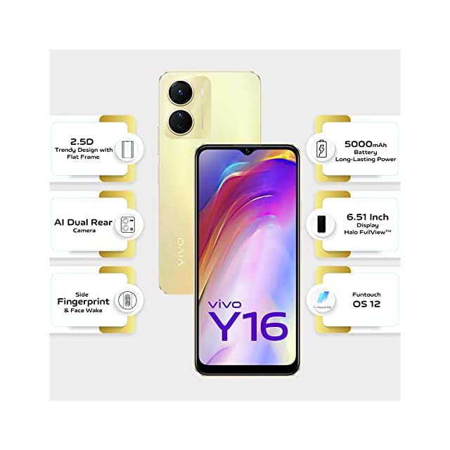 vivo Y16 (Drizzling Gold, 3GB RAM, 64GB Storage)