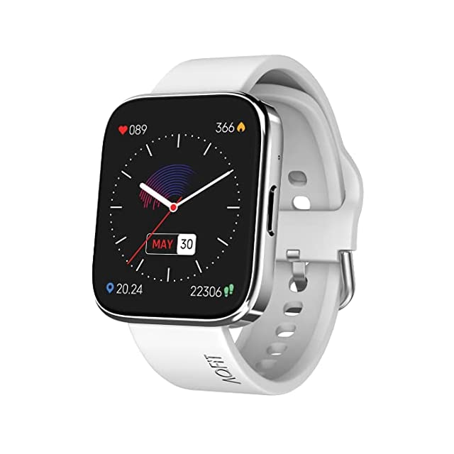AQFIT W9 Quad Bluetooth Calling Smartwatch For Men and Women| 1.69" Full Touch Screen HD Display with Voice Assistant |SpO2 , Heart Rate Monitoring | Up to 10 Days of Battery Life | IP67 Water Resistant | (Silver)