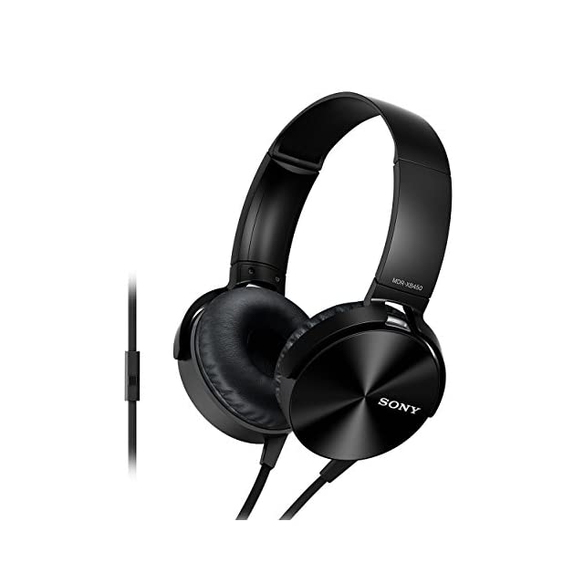 Sony MDR-XB450AP Wired Extra Bass On-Ear Headphones with Tangle Free Cable, 3.5mm Jack, Headset with Mic for Phone Calls and 1 Year Warranty - (Black)