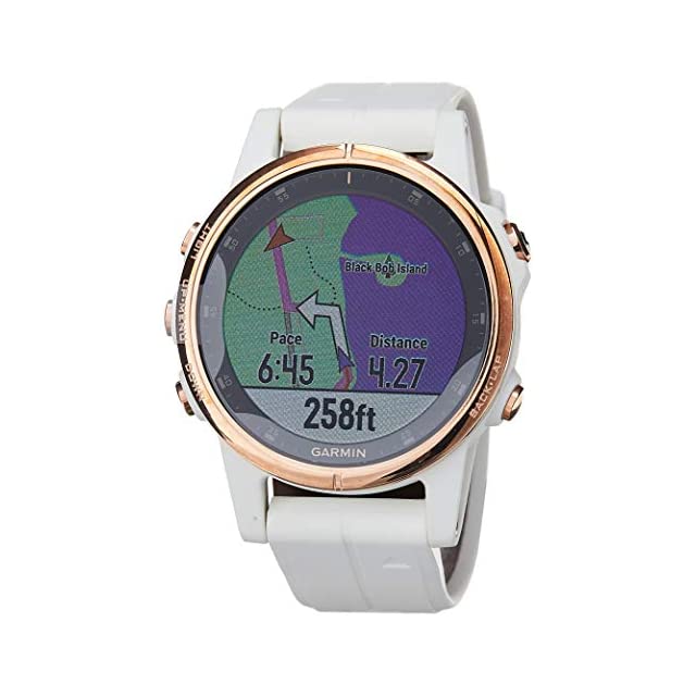 Garmin Fenix 5S Plus Rose Goldtone with Carrara White Band ,Silicone Band Smartwatch