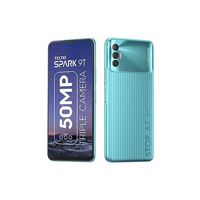 Tecno Spark 9T (Turquoise Cyan, 4GB RAM, 64GB Storage)|50MP SuperNight Triple Camera|7GB Large RAM with Memory Fusion|6.6" FHD+Dot Display|18W Flash Charger|Helio G35 Processor