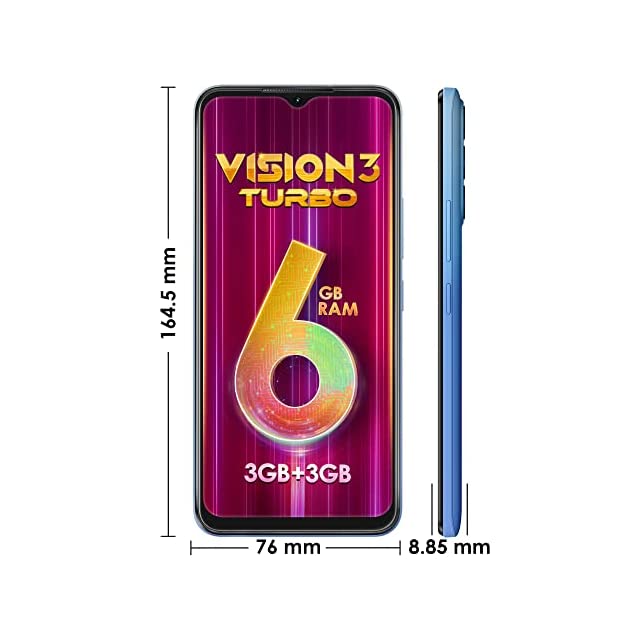 itel Vision3 Turbo (6.6-inch HD+ IPS Waterdrop Display| 3GB RAM+3GB Turbo RAM and 64GB ROM Memory |18W Fast Charging | 5000mAh Battery |Fingerprint Sensor + Face Unlock)_Jewel Blue