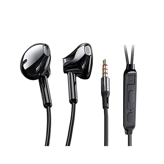 Lenovo XF06 Wired in-Ear Earphone with in-line Remote Control, Stereo Sound, Earphone for Phone, Tablet, Laptop, and PC -Black
