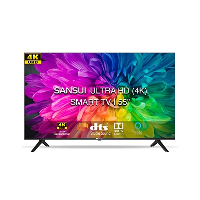 Sansui 140cm (55 inches) 4K Ultra HD Certified Android LED TV JSW55ASUHD (Mystique Black) (2021 Model) | With Dolby Audio and DTS