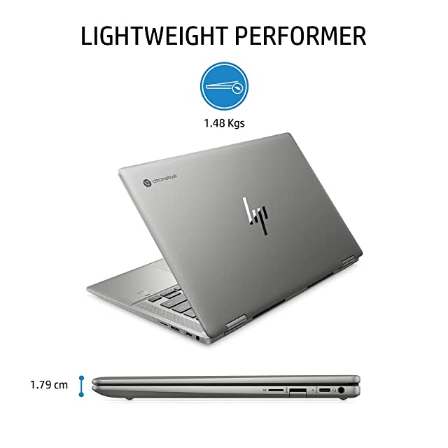 HP Chromebook x360 11th Gen Intel Core i3 14-inch (35.6 cms) FHD, IPS, Micro-Edge, Corning Gorilla Glass Touchscreen Laptop(8GB/256GB SSD/B&O Audio/FPR/Chrome OS/Mineral Silver/1.52 kg), 14c-cc0009TU