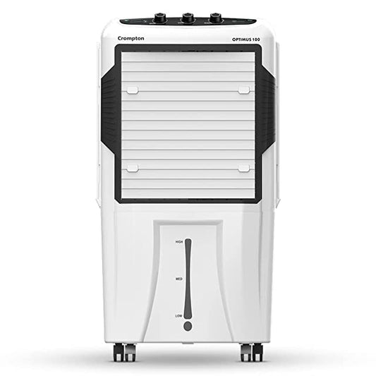 Crompton Optimus 100-Litre Inverter Compatible and Portable Desert Air Cooler with Wide Angle Air Throw (White)
